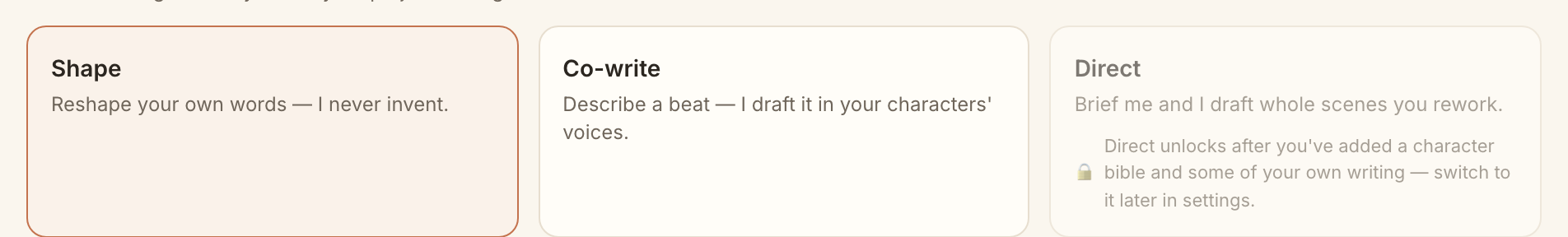 Raw dictation on the left, shaped prose on the right